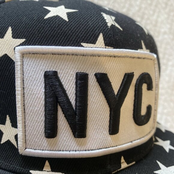 NYC Adjustable SnapBack Hat UH With Sticker Stars Black White New York City - Picture 9 of 12